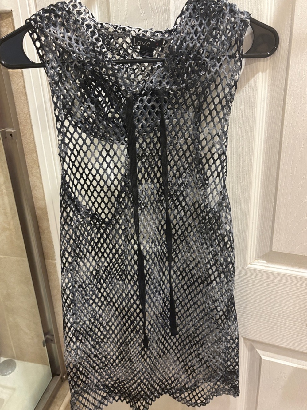 Black and White hooded bathing suit, cover-up size small